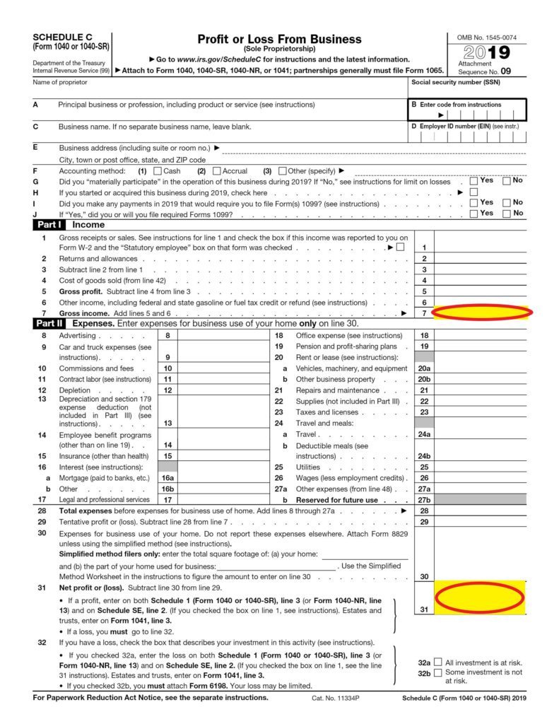 tax form ppp schedule c sample